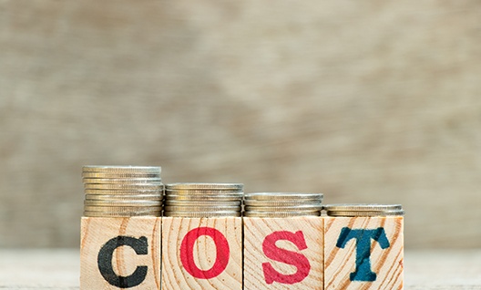 Cost written on wooden blocks