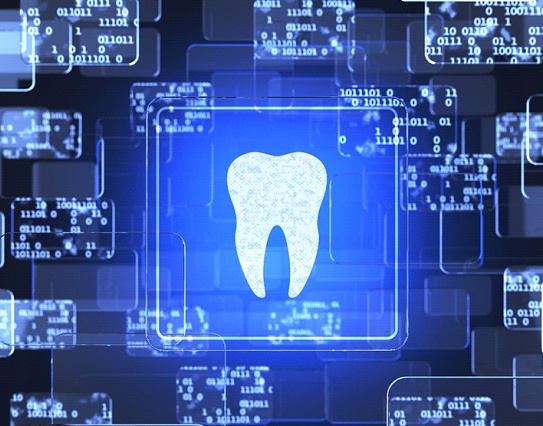 Virtual tooth icon on a digital screen