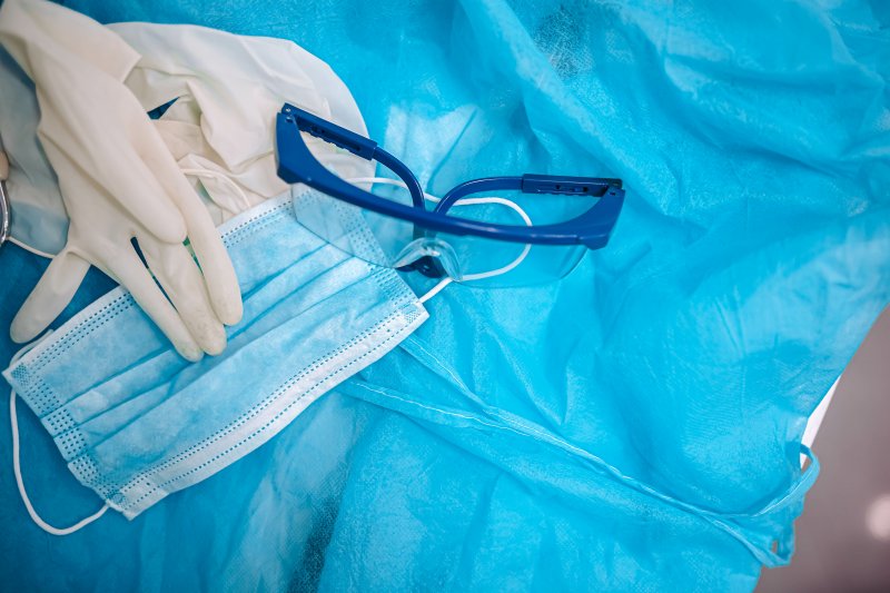 Personal protective equipment used by a dentist in Little Rock.