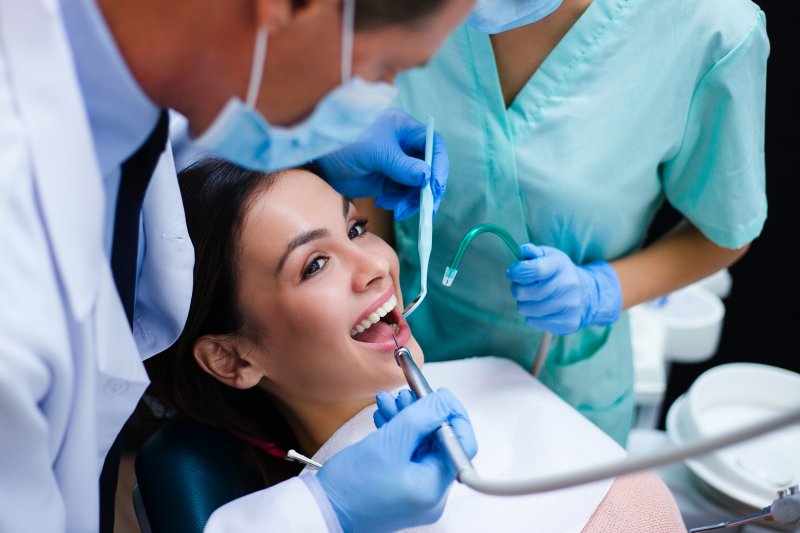 woman at dental implant consultation in Little Rock